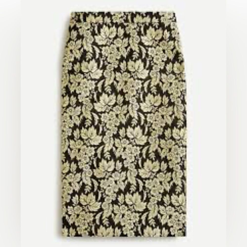 JCrew Collection Jacquard gold metallic patterned pencil skirt 4